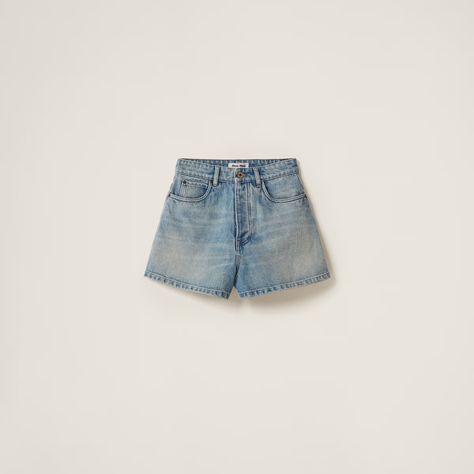 The Relaxed Lines Of These Shorts Express A Contemporary And Urban Attitude. The Logo Label Completes The Design With An Iconic And Distinctive Note. Miu Miu Shorts, Miu Miu Denim, Collage Outfit, Vintage Racing Jacket, Wardrobe Change, Silk Joggers, Collage Outfits, Canvas Pants, Racing Jacket