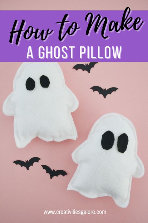 Diy Ghost Plush, Diy Kids Pillows, No Sew Ghost Pillow, Ghost Pillow Pattern, Pottery Barn Ghost Pillow Diy, Ghost Shaped Pillow, Diy Halloween Ghosts, Ghost Bag, Homemade Blankets