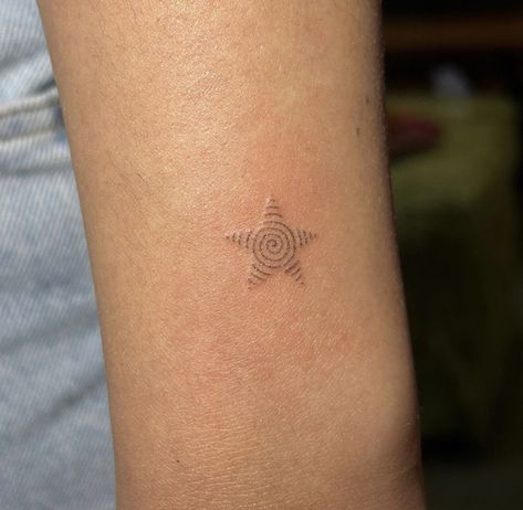 Star Swirl Tattoo, Swirl Star Tattoo, Swirl Star, Spiral Star, Swirl Tattoo, Spiral Tattoos, Small Tats, Sick Tattoo, Stick N Poke Tattoo