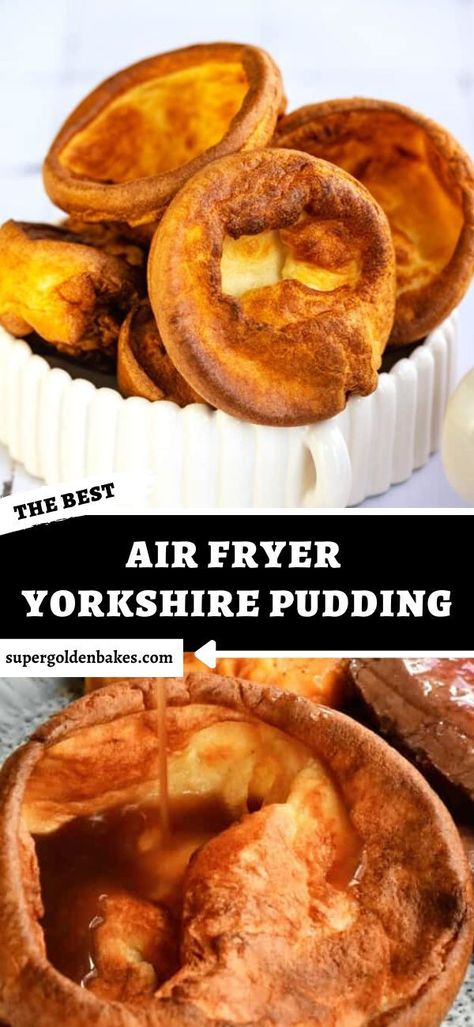 Air Fryer Roast Beef, Air Fryer Recipes Uk, Air Fryer Roast, Yorkshire Pudding Recipe, Air Fryer Easy, Easy Pudding Recipes, Yorkshire Pudding Recipes, New Air Fryer Recipes, Air Fryer Recipes Snacks