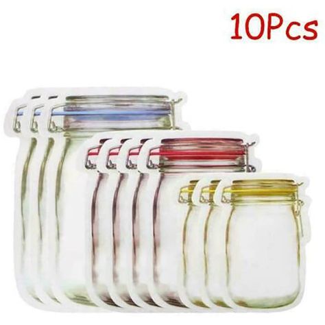 Free 2-day shipping. Buy 10pcs Reusable Mason Jar Bottles Bags Fresh Food Storage Bag Snacks Zipper Pouch at Walmart.com Freezing Food Storage, Cookie Snack, Jar Storage, Food Storage Bags, Christmas Cooking, Freezer Friendly, Bottle Bag, Preserving Food, Fresh Produce