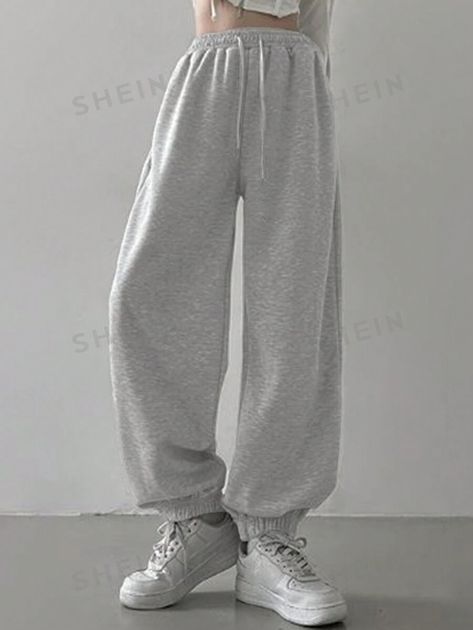 Sweatpants Shein, Women Sweatpants, Cuffed Joggers, Jogger Sweatpants, Womens Sweatpants, Drawstring Waist, Elastic Waist, Sweatpants, Cuff