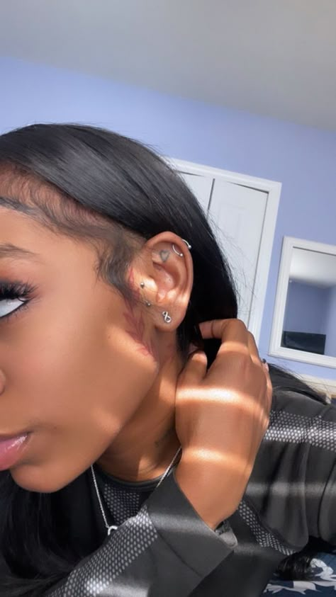 Double Mid Helix Piercing, Surface Tragus Piercing, Double Helix Piercings, Double Tragus Piercing, Double Tragus, Triple Lobe Piercing, Surface Tragus, Double Helix Piercing, Pretty Piercings