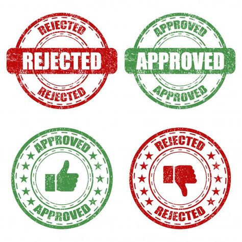 Set of approved and rejected rubber stam... | Premium Vector #Freepik #vector #background #frame #business #vintage Usa Stickers, Detective Theme, Credit Card App, Charlie And The Chocolate Factory, Logos Ideas, Pch Sweepstakes, Badge Design, Chocolate Factory, Stamp Design