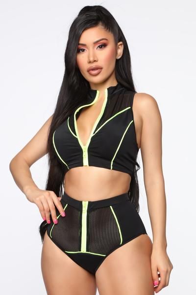 She's Fierce 2 Piece Swimsuit - Black/Lime Affordable Swimsuits, Harley Shirts, 2 Piece Swimsuit, Swimsuit Beach, Janet Guzman, Swimsuit Black, Fashion Nova Models, 2 Piece Swimsuits, Fashion Nova Jeans