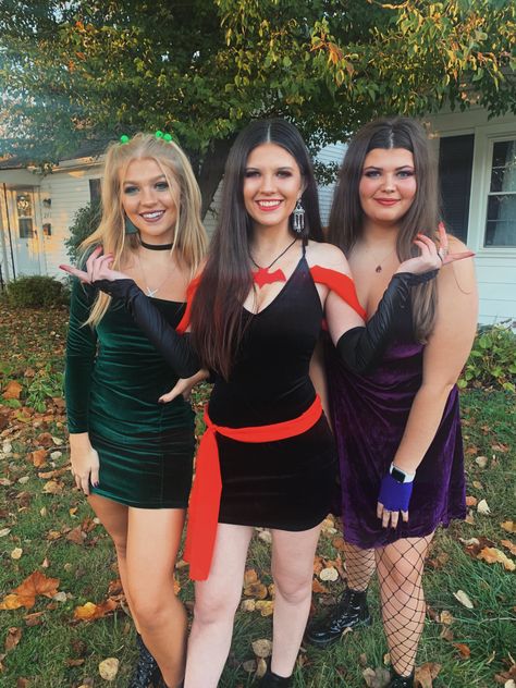 Hex Sisters Costume, Shaggy And Crystal Costume, Dusk Hex Girls Costume, She Go Halloween Costume, Scooby Doo Villains Costumes, Thorn Scooby Doo Costume, Hex Girls Halloween Costume, Shaggy Halloween Costume Girl, Thorn Hex Girl Costume