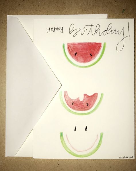 Watermelon Birthday Card, St Patricks Day Cards, Red Watermelon, Watercolor Birthday Cards, Watermelon Birthday, Watercolor Birthday, Happy Birthday Card, Watercolor Inspiration, Happy Birthday Cards