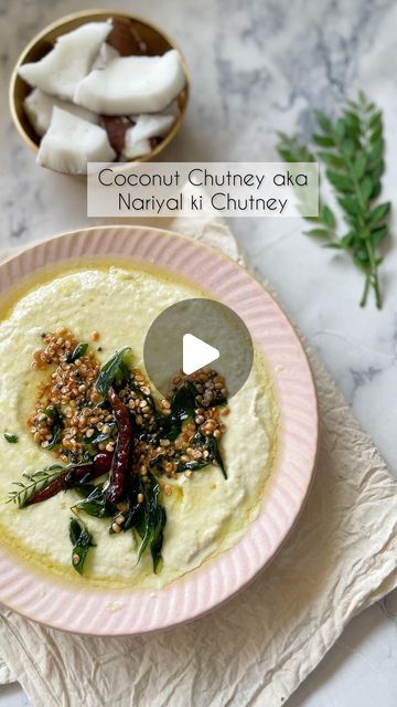 Pranomm on Instagram: "Coconut Chutney aka Nariyal ki chutney 

Cuisine: Indian  Serves: 4

Store in Fridge upto 5 days
Store in Freezer upto 6 months 

Ingredients 
To Blend:
1. Shredded raw coconut: 1 cup
2. Roasted Chana dal/ chickpea lentil: 1/4 cup
3. Curd: 3 tbsp
4. Luke Warm Water: 2 tbsp
5. Green Chilli: 1
6. Ginger: 1/2 inch
7. Garlic cloves: 2
8. Salt to taste 
For Tempering:
1. Coconut oil: 2 tbsp
2. Curry leaves: 1 stalk
3. Dried Kashmiri Red Chilli: 2
4. Urad dal/ Black gram split: 1 tsp
5. Mustard seeds: 1/2 tsp
6. Hing/ asafoetida: 1/4 tsp 

Method:
1. Add all the mentioned ingredients into the blender until you get a smooth paste. Then Transfer into a glass bowl.
2. In a small pan, add coconut oil, once the oil gets hot, add hing & rest of the ingredients. Once the curry le Nariyal Chutney Recipe, Chickpea Lentil, Black Gram, Chana Dal, Urad Dal, Raw Coconut, Coconut Chutney, Mustard Seeds, Green Chilli