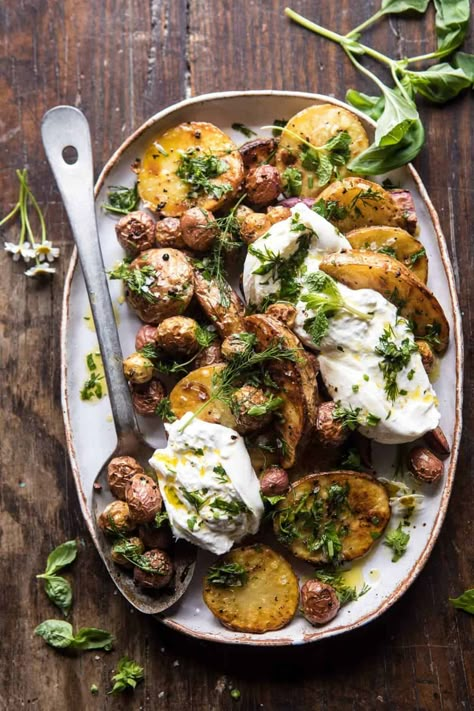 Roasted Mixed Potatoes, Spring Herbs, Burrata Recipe, Recipes Brunch, Half Baked Harvest Recipes, Pesto Pizza, Harvest Recipes, Half Baked Harvest, Spring Recipes