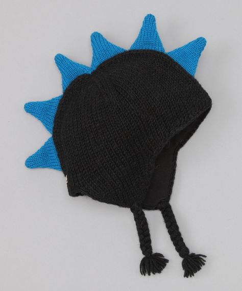 Love hats! Blue Mohawk, Dinosaur Hat, Earflap Beanie, Easy Knitting Projects, Knitting Paterns, Knitted Wit, Love Hat, Love Black, Toddler Boy Outfits