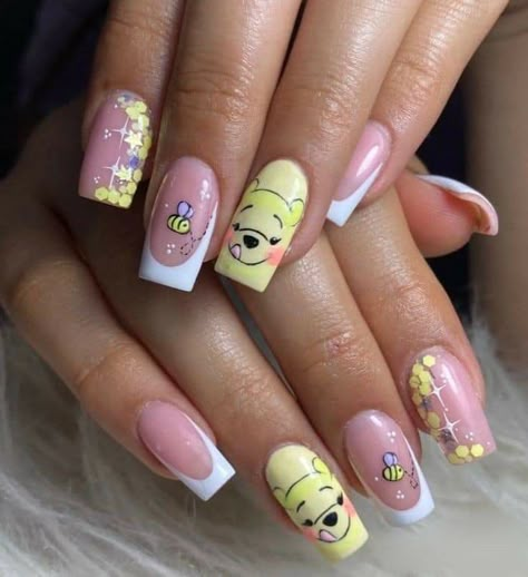 Disney Inspired Nails, Disney Acrylic Nails, Gel Nail Art Designs, Nail Art For Beginners, Fancy Nails Designs, Girly Acrylic Nails, Cute Acrylic Nail Designs, Fall Acrylic Nails, Disney Nails