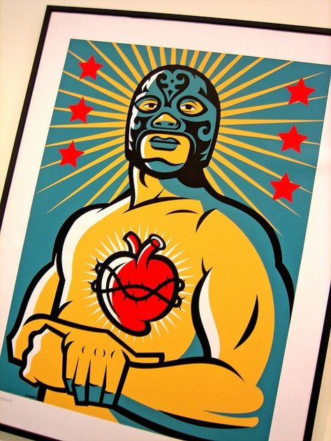 Mexican Cafe, Hispanic Art, Mexican Wrestler, Mexican Wrestling, Latino Art, Blue Demon, Mexican Designs, Mexican American, Chicano Art