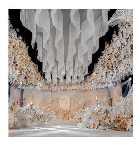 Elegant Wedding Ceiling Decor, Fabric Ceiling Wedding Decor, Simple Wedding Ceiling Decorations, Ceiling Design Wedding Receptions, Fabric Ceiling Installation, Diy Wedding Ceiling Decor, Wedding Reception Ceiling Decorations, Ceiling Installation Wedding, Ceiling Drapes Wedding