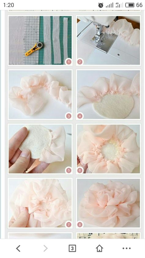 Easy Diy Clothes, Diy Ribbon Flowers, Making Fabric Flowers, Fabric Flower Tutorial, Handmade Flowers Fabric, Sewing Crafts Tutorials, Fabric Flowers Diy, Fabric Roses, Chiffon Flowers