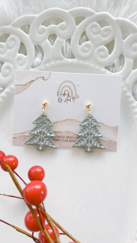 Simple Christmas tree dangles 1.50 inches Gold plated ball post Polymer Clay Christmas Tree, Christmas Tree Clay Earrings, Clay Christmas Earrings, Christmas Clay Earrings, Polymer Clay Christmas Earrings, Christmas Polymer Clay Earrings, Holiday Jewelry Ideas, Boho Christmas Tree, Clay Christmas Decorations