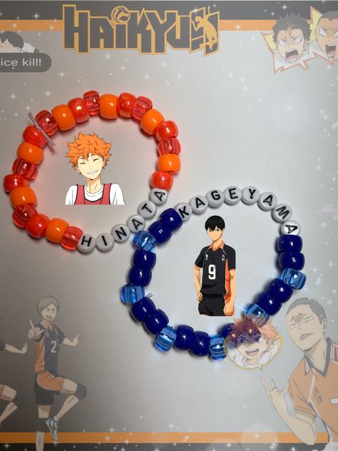 Kandi Bracelets Anime, Bakugo Bracelet, Anime Beaded Bracelets, Anime Friendship Bracelets, Anime Bracelet Ideas, Diy Anime Accessories, Anime Bead Bracelet, Haikyuu Bracelet, Mha Bracelet