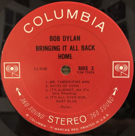 5th US Columbia label 2nd version of the Columbia 2-eye with white text at the bottom 1963-1970 Moon Tree, Columbia Records, Tambourine, Bob Dylan, Record Label, Music Record, Columbia, Moon, Bring It On