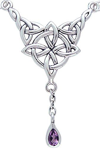 Jewelry Trends Sterling Silver Celtic Luck Knot Pendant with Amethyst drop 18 Inch Necklace *** Check out this great product.(This is an Amazon affiliate link and I receive a commission for the sales) Stone Jewellery Designs, Chain Link Necklace Silver, Pewter Jewelry, Celtic Knot Designs, Silver Link Chain, Irish Jewelry, Knot Design, Link Chain Necklace, Celtic Jewelry