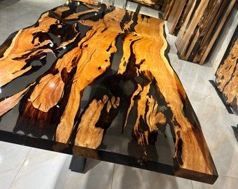 Didiepoxytable - Etsy Epoxy Desk, Live Edge Epoxy, Kitchen Bar Table, Epoxy Wood Table, Resin Table Top, Kitchen Desks, Epoxy Table Top, Wood Epoxy, Desk In Living Room