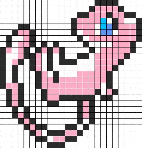 Pokemon Mew Perler Bead Pattern | Bead Sprites | Characters Fuse Bead Patterns Mew Perler Bead, Mew Perler, Bead Pokemon, Perler Bead Pokemon Patterns, Pixel Pokemon, Pokemon Perler, Pokemon Cross Stitch, Pokemon Bead, Pokemon Mew