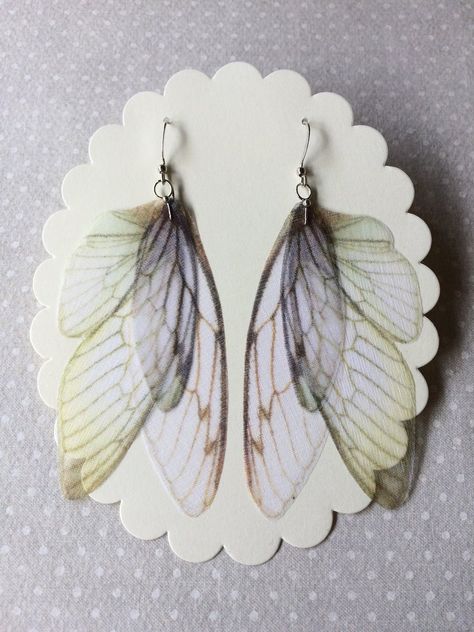 Organza Earrings, Cicada Earrings, Wings Images, Butterfly Wings Earrings, Organza Butterfly, Fabric Wings, Cicada Wings, Moth Earrings, Wings Earrings