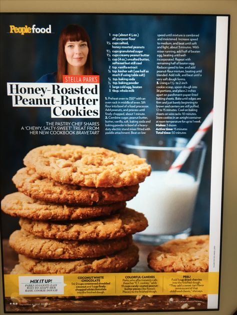 Honey roasted peanut butter cookies -Stella Parks people magazine Honey Roasted Peanut Butter, Honey Cookies Recipe, Honey Roasted Peanuts, Peanut Cookies, Food Park, American Desserts, Peanut Butter Honey, Peanut Butter Cookie Recipe, Sweet Cookies