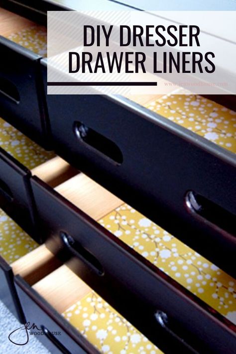 Add charm to your dressers with this DIY Dresser Liner tutorial from Jen Woodhouse | Do it yourself dresser liner | Dresser drawer update #jenwoodhouse #thehouseofwood #dresserDIY #dresserliner Dresser Liner Ideas, Dresser Drawer Liner Ideas, Drawer Liners Dresser, Drawer Liner Ideas, Mcm Nursery, Diy Drawer Liners, Dresser Drawer Liners, Dresser Top Organization Ideas, Diy Dresser Drawers