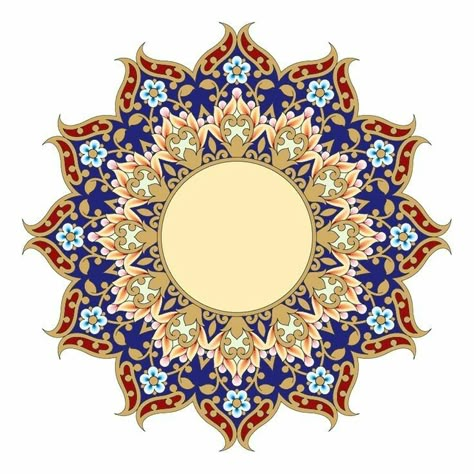 Turkish Art Motifs, Tazhib Persian Pattern, Persian Mandala, Turkish Motifs, Motif Arabesque, Islamic Motifs, Mughal Art Paintings, Persian Art Painting, Folk Art Flowers