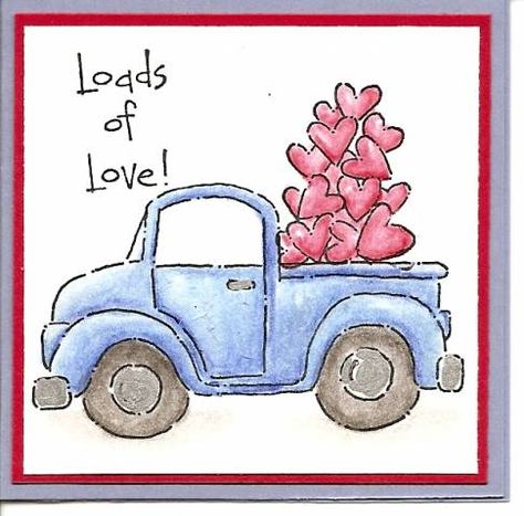 Truck Cards, 3x3 Cards, Valentine Stamps, Doddle Art, Loads Of Love, Mens Birthday, Valentine Cards Handmade, Yarn Flowers, Doodle Ideas