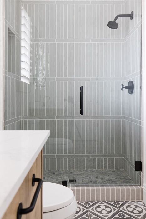 #AutumnSageProj — THELIFESTYLEDCO Shop Vertical Offset Subway Tile Bathroom, Subway Tile Showers, Bathrooms Ideas, Subway Tiles Bathroom, Boy Bath, Tile Layout, Master Bath Remodel, Boys Bathroom, Home Renovations