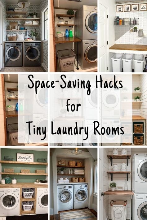 Make the most of your small laundry space with these genius organization hacks. Perfect for functional and stylish laundry rooms. Laundry And Linen Room Ideas, Shelving For Small Laundry Room, Small Laundry Wall Ideas, Laundry Room With Dressers, Tiny Laundry Closet Organization, Laundry Shelving Ideas Small Spaces, Closet Organization Ideas Laundry Rooms, Small Laundry Spaces Ideas, Laundry Room Main Entrance