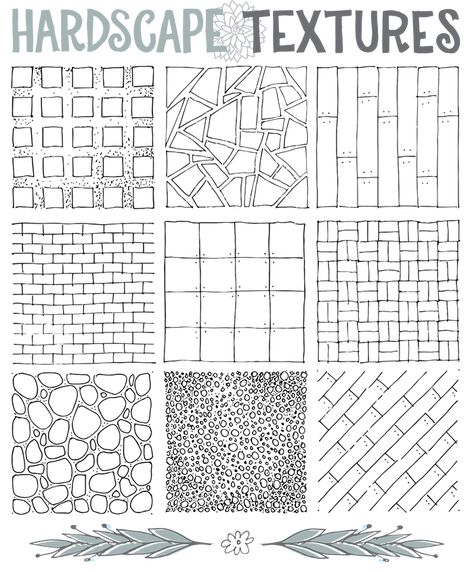 Drawing Ground Textures Landscape Design Drawings, Landscape Architecture Drawing, Art Program, Texture Drawing, Interior Design Sketches, Landscape Sketch, Garden Design Plans, Landscape Design Plans, Interior Sketch