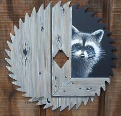 Painting On Saw Blades, Painted Raccoon, Painted Sawblades, Painted Saws, Hand Saws, Country Paintings, Milk Cans, Saw Blades, Tole Painting