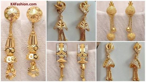 Light Weight Gold Latkan Earrings | Latest Designs - K4 Fashion Earrings Latest Designs, Gold Earrings With Price, Kurti Blouse, Latest Earrings Design, Earrings Latest, Earrings Hanging, Gold Earrings Models, Diamond Earrings Design, Gold Necklace Indian