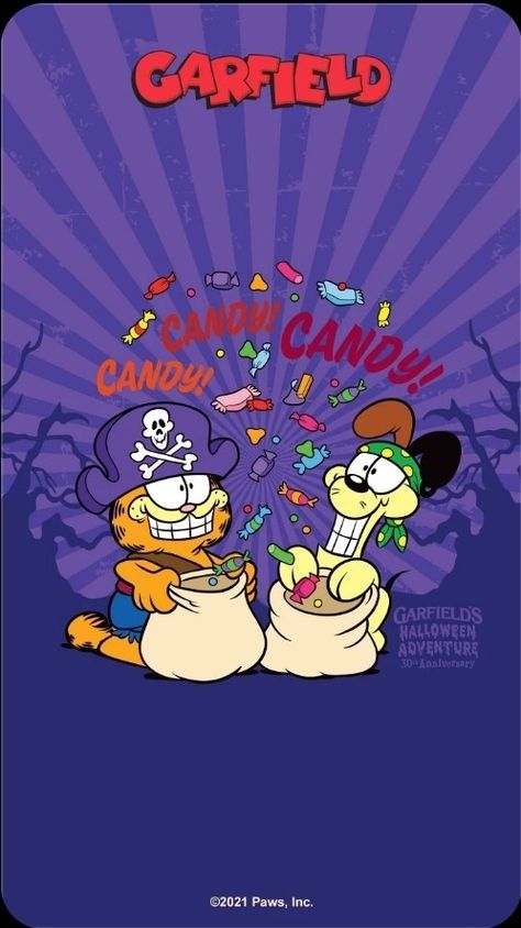 Garf Garfield Halloween, Garfield 2, Garfield Comic, Best Cartoon Shows, Garfield Wallpaper, Candy Wallpaper, Garfield Pictures, Garfield Cat, Garfield Comics