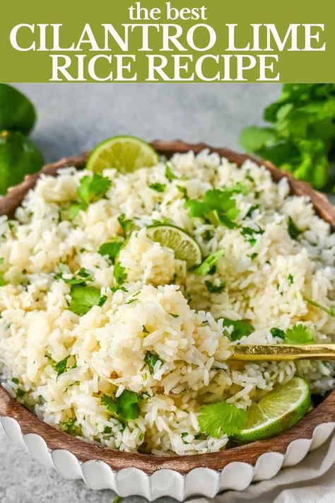 Easy Cilantro Lime Rice, Cilantro Rice Recipe, Cilantro Lime Rice Recipe, Mexican Entrees, Lime Rice Recipes, Cilantro Rice, Mexican Side Dishes, Healthy Bowls Recipes, Rice Side Dishes