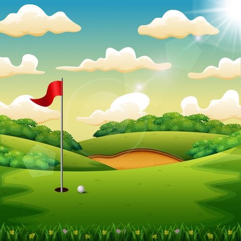 Golf Clip Art, Golf Drawing, Golf Artwork, Golf Painting, Winery Event, Golf Flag, Golf Images, Golf Wall Art, Watercolor Birthday Cards