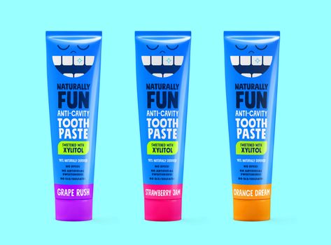 Kids Toothpaste on Behance Toothpaste Packaging Design, Toothpaste Packaging, Toothpaste Brands, Kids Toothpaste, Orange Dream, Natural Toothpaste, Famous Daves, Brand Creation, Wayfinding Signage