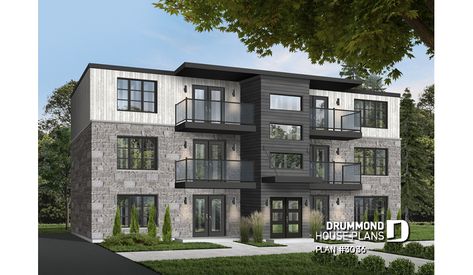 Color version 6 - Front of multi family plan 3036 6 Unit Apartment, Small Apartment House, Small Apartment Building, Apartments Exterior, Luxury Townhouse, Drummond House Plans, Apartment Exterior, Build Your House, Apartment Floor Plan