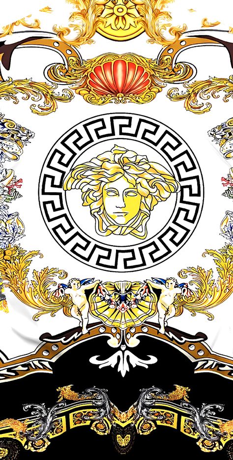 Versace Wallpaper Iphone Hd, Gold Versace Wallpaper, Versace Tiles, Greek Drawing, Versace Pattern, Christiane Amanpour, Versace Wallpaper, Chanel Wall Art, Designer Logos