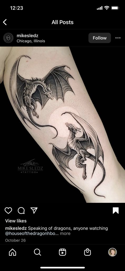 Dragon Mother Tattoo, Realistic Wing Tattoo Designs, Mother Son Dragon Tattoos, Dragons Flying Tattoo, Game Of Thrones Dragon Tattoo, Unique Dragon Tattoo, Dragon Thigh Tattoo, Black Dragon Tattoo, Dragon Tattoo Drawing