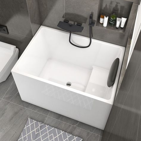 Back to Wall Rectangular Bathtub Antique Finish Soaking Bath Tub (Faucet not Included) Japanese Soaking Tub Shower Combo, Small Soaking Tub, Campfire Ideas, Soaking Tub Shower Combo, Corner Soaking Tub, Japanese Bathtub, Deep Bathtub, Small Bathtub, Japanese Soaking Tubs