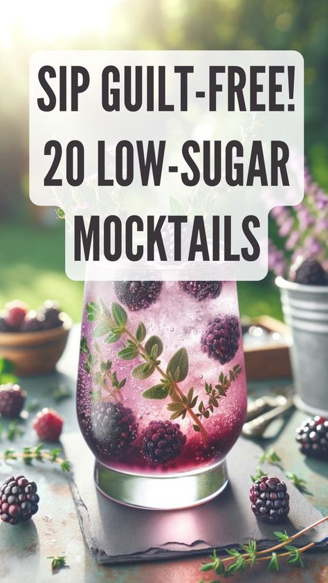 Sip Guilt-Free! 20 Low-Sugar Mocktails 🍹 Click to discover your new favorite!" Healthy Mocktails Non Alcoholic Drink Recipes, Mocktail Recipe For A Crowd, Spindrift Mock Tails, Bariatric Friendly Mocktails, Healthy Low Sugar Mocktails, Gluten Free Mocktail, Mocktails Non Alcoholic Sugar Free, Non Sweet Mocktail, Zero Sugar Mocktails