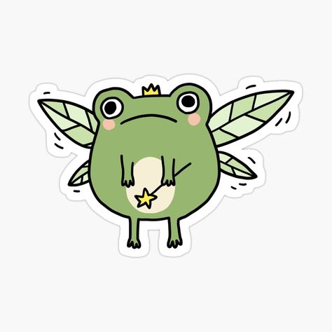 Cute Sticker Doodles, Sticers Idea Easy, Sticker Ideas Aesthetic, Short Jean Jacket, Stickers Bonitos, Frog Fairy, Green Stickers, Frog Stickers, Best Stickers