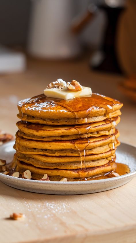 Pancake Recipe Easy Fluffy, Christmas Cheesecake Recipes, Pumpkin Pancakes Recipe, Pumpkin Pancakes Easy, Pumpkin Pancake, Spice Pancakes, Fun Holiday Food, Snowball Cookie Recipe, Pumpkin Spice Pancakes