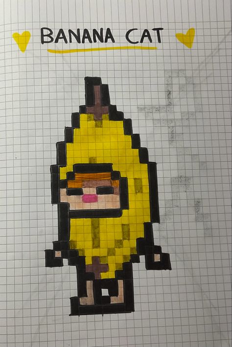 Pixel Art Chat, Squared Notebook, Banana Cat, La Banana, Cat Bead, Victor Hugo, Funny Meme, Hama Beads, Cat Memes