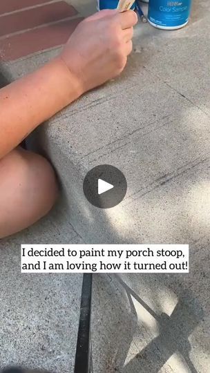 Cement Porch Paint, Paint Porch Floor, How To Paint Cement Patio, Painted Back Porch Concrete, Painted Cement Front Porch, Concrete Porch Paint Ideas, Paint Front Porch Concrete, Diy Paint Porch Concrete, Painting Cement Porch