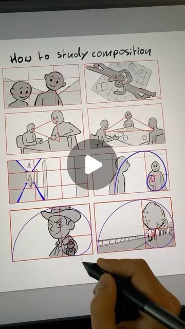 Mitch Leeuwe on Instagram: "How to draw compositions! These are guides you can use. They can help you get you started. Link in profile, look for the how to storyboard of how to draw backgrounds ebook and video course. Use the code: welcome in my lemonsqueezy shop for 20% off

#art #draw #artist #drawing #illustration #digitalart" How To Storyboard, Mitch Leeuwe, Storyboard Illustration, Drawing Course, Storyboard Artist, Story Board, Video Course, Linked In Profile, Story Telling