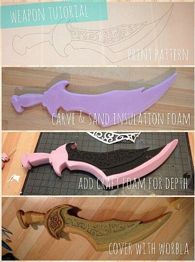 Diy foam sword tutorial Larp Diy, Foam Cosplay, Larp Props, Armadura Cosplay, Cosplay Armor, Cosplay Tutorial, Cosplay Diy, Cosplay Tips, Fantasy Costumes