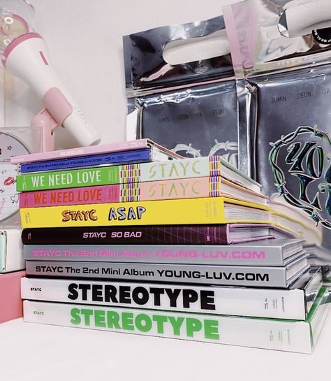 Stayc Asap Aesthetic, Asap Stayc Album Cover, Asap Stayc Aesthetic, Kpop Albums Collection Aesthetic, Album Collection Kpop, Album Collection Aesthetic, Kpop Albums Collection, Kpop Album Collection, Albums Shelf